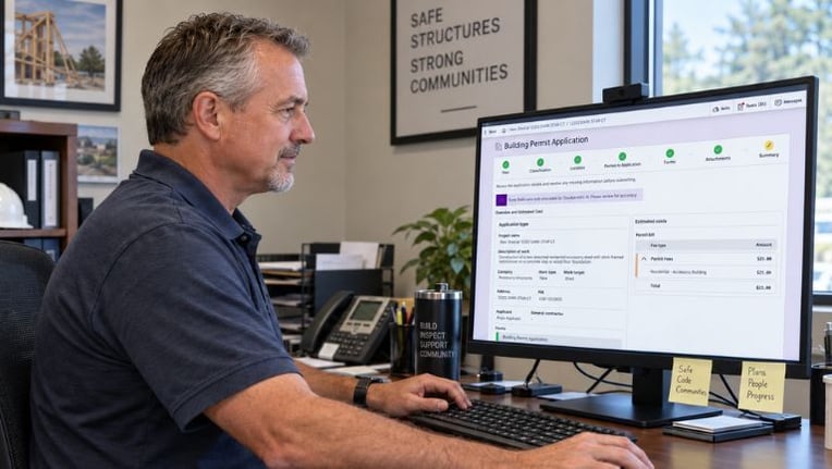 Building official using Cloudpermit building permitting software to streamline their work
