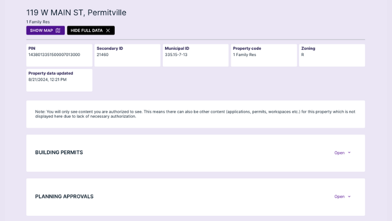 Cloudpermit Property View - Screenshot