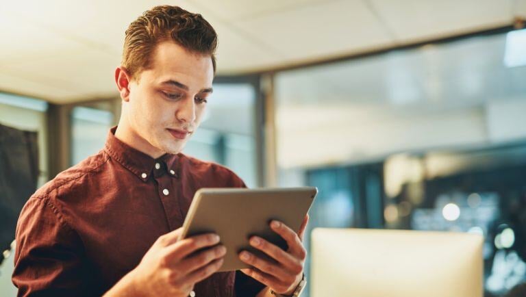 Government staff member using technology