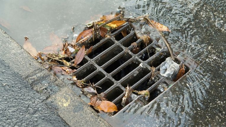 Stormwater drain that needs to be cleared by public works teams