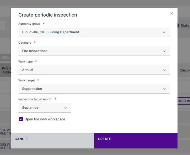 Create periodic inspection
