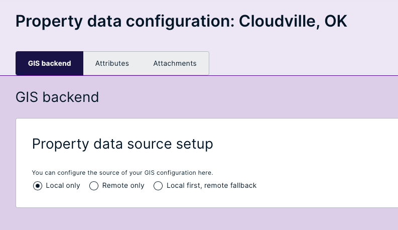 Property data configuration - GIS