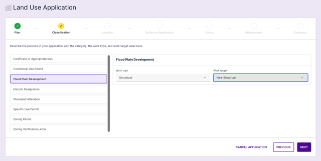 Application Wizard - Land Use