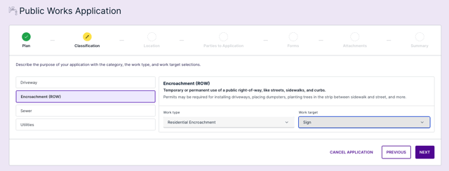 Application Wizard - Public Works