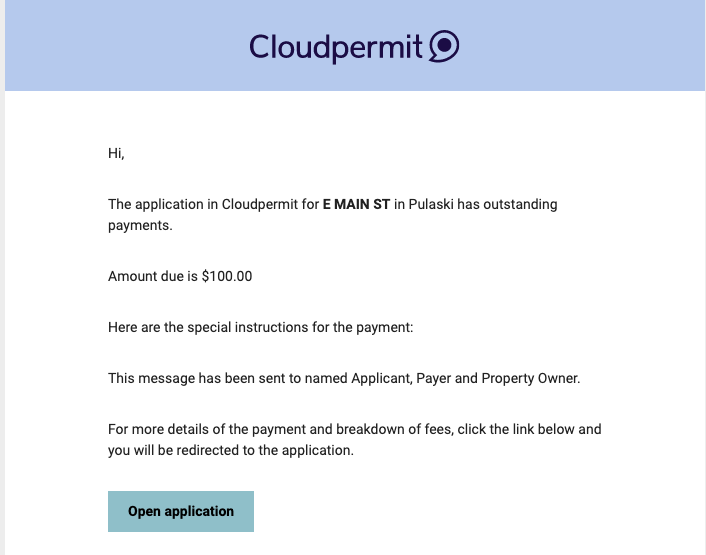 Send notifications for due payments in Cloudpermit